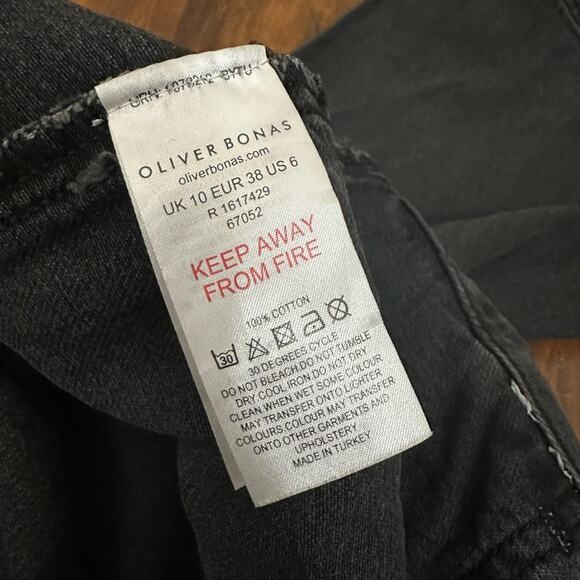 OLIVER BONAS Jeans Black Denim Cropped Wide Leg HR Baggy Gothic - Picture 8 of 11